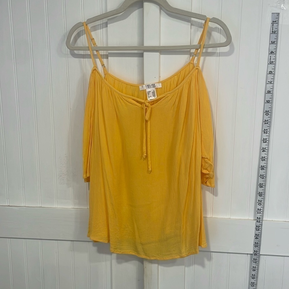 Venus Lascana yellow cold shoulder top w/adjustable straps, size XL
